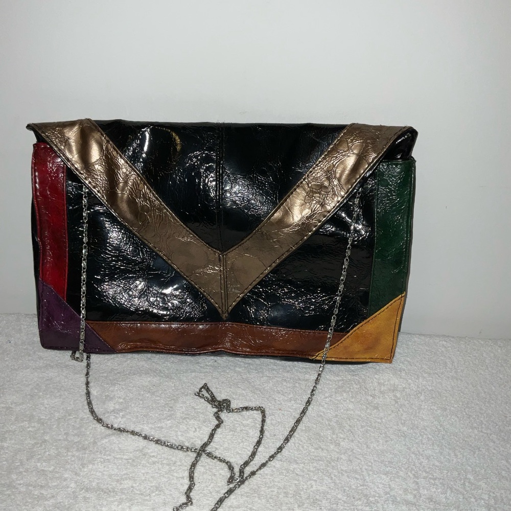 Multicolor Leather Chain Shoulder Bag